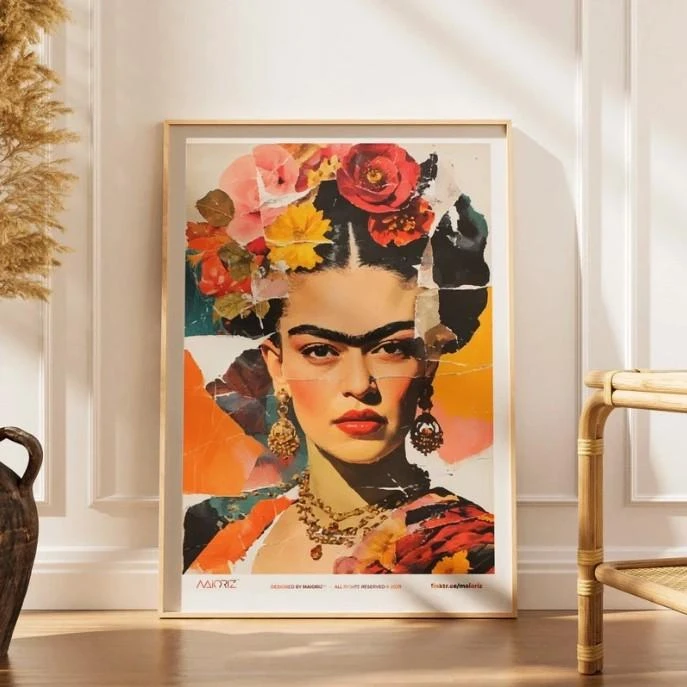 Poster with floral collage inspired by Frida Kahlo | A3 – photo 2